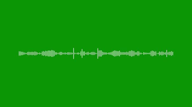 White soft audio pulse, sound frequency spectrum, green screen 4k video, music visualizer animation, digital voice equalizer, rhythmic beat movement, abstract signal graphics.