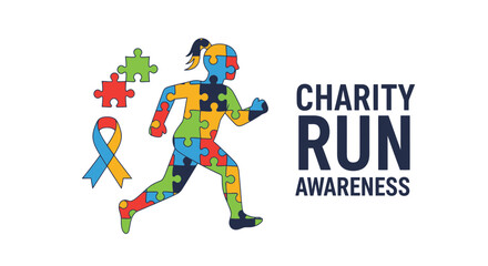 Fototapeta premium Autism Awareness Charity Run: Promoting Understanding And Support Through Active Participation