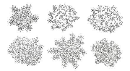 Set of handdrawn top view bushes and shrubs for landscape design © Best Design_Academy