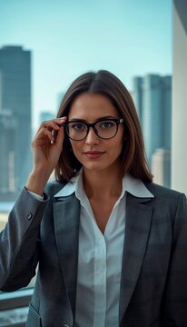 Business woman glasses portrait confidence professional corporate