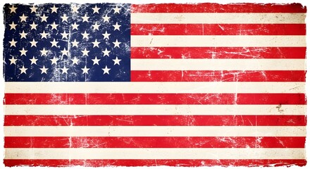 Fototapeta premium Distressed american flag a vintage representation of national pride and patriotic symbolism in red white and blue