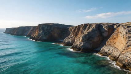 Fototapeta premium Coastal cliffs with turquoise sea