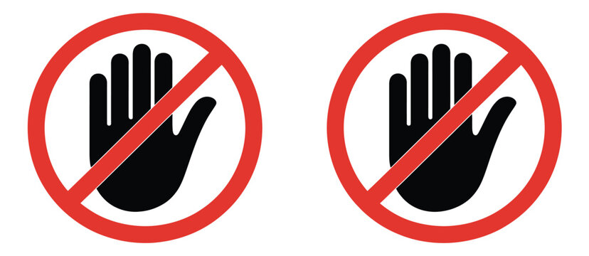 Do not enter sign hand stop sign no entry symbol prohibition sign no entry restriction sign not allowed stop sign prohibition sign or stop sign, access denied warning and safety control concept vector