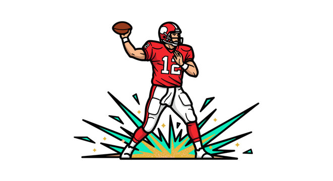 Football Quarterback Throwing Pass