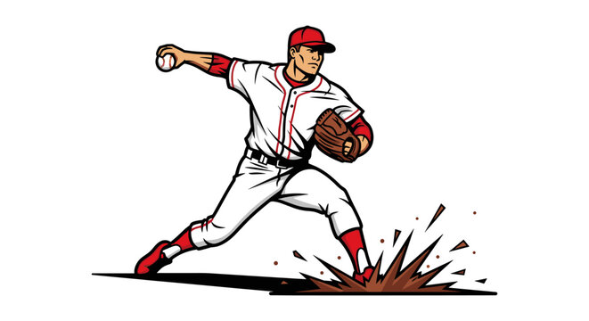 Baseball Pitcher Throwing Ball