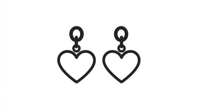 Pair of heart-shaped dangle earrings, simple design, fashion accessory