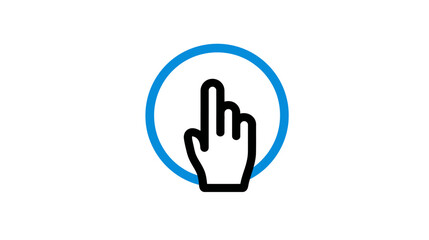 Obraz premium Hand Cursor Tapping Blue Circle Icon. User Interface Element for Web, App, Click, Touch, Select, Press Button Interaction Concept.