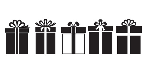 Valentines day gifts black and white present icons for romantic celebrations and greetings © ROBIN