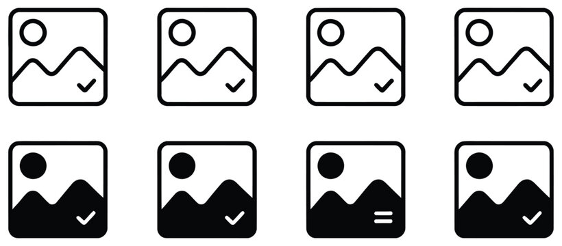 Image gallery icon set image picture symbol add image or picture icon set photo album icon image download and upload icons image delete sign, media management and photo storage interface
