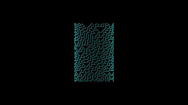 Abstract Digital Glyphs Matrix on Black Background - Cybernetic Code Display