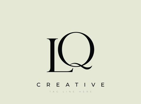 Creative LQ logo design with tagline on beige background