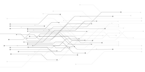 Futuristic technology circuit board vector, abstract digital data lines on white background, minimalist electronic connection network pattern © Fou'adi