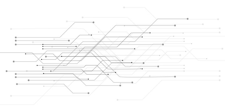 Futuristic technology circuit board vector, abstract digital data lines on white background, minimalist electronic connection network pattern