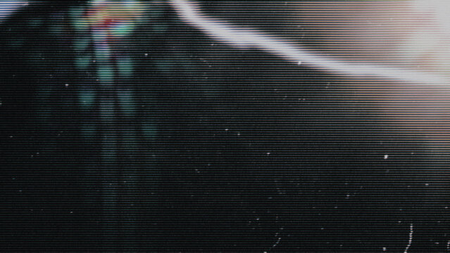Vintage horror VHS texture with analog TV scanlines, film grain, RGB glitch and noise distortion. Old television interference aesthetic. For cinematic backgrounds, overlays and retro glitch design.