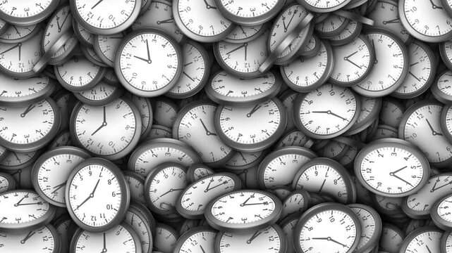 Seamless 3D Clocks Animation Background, Endless, Loop
