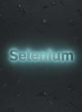 Selenium Glowing Text on Dark Background with Subtle Texture.