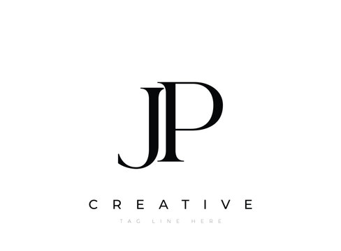 JP Creative logo template with tagline on white background