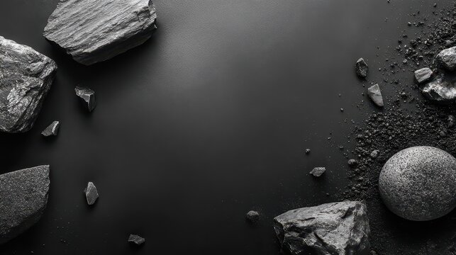 Black rocks and smooth stones display
