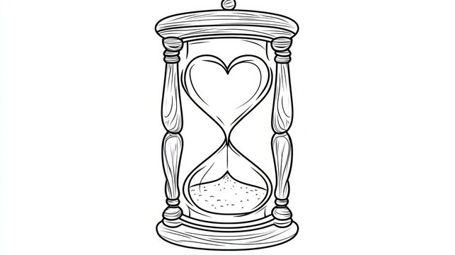 Heart-shaped Hourglass Timing Love Against White Background