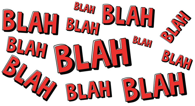 A stylized illustration of the word Blah.