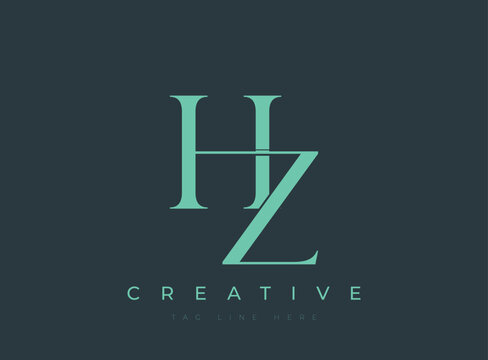 Teal letter HZ creative logo design with tagline on dark background