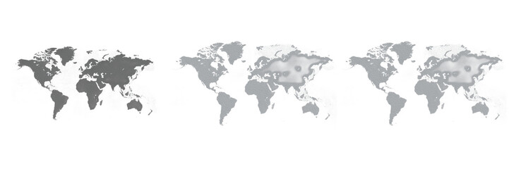 Fototapeta premium Grey World Map PNG Cutout - Isolated Global Geography Graphic on Transparent Background for Travel and Business Info Design Assets
