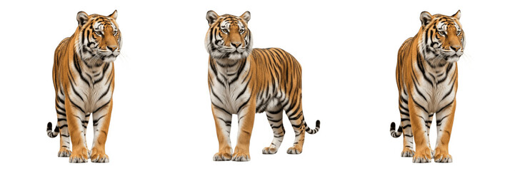 Obraz premium Siberian Tiger Standing PNG Cutout - Isolated Wild Predator Striped Cat on Transparent Background for Jungle Safari Graphics