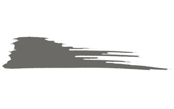 Grunge grey brush stroke on white background, textured charcoal paint smear, artistic ink splatter element for graphic design and branding
