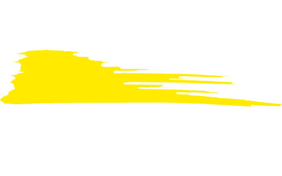 Yellow paint brush stroke on white background, vibrant acrylic smear with textured edges, artistic ink splatter for graphic design and highlighting