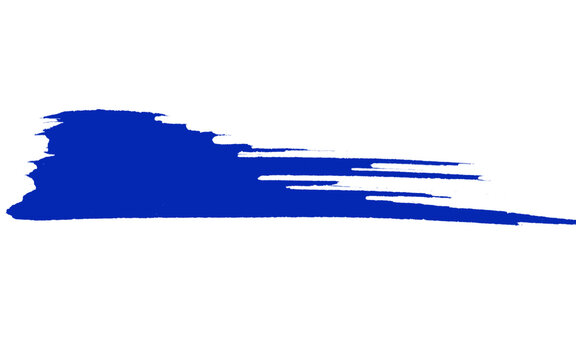 Cobalt blue paint brush stroke on white background, artistic ink smear with dry brush texture, vibrant blue acrylic swipe for graphic design
