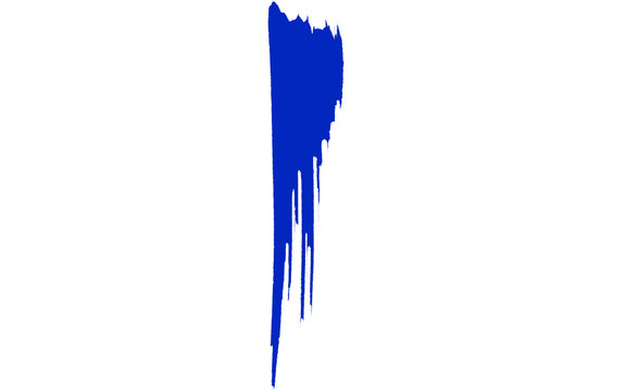 Cobalt blue paint drip illustration, vibrant ink splatter on white background, vertical liquid acrylic stroke for artistic design projects