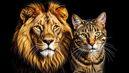 Obraz premium Portrait of lion with the cat