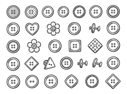 Sewing button set for clothing and tailor shop sketch