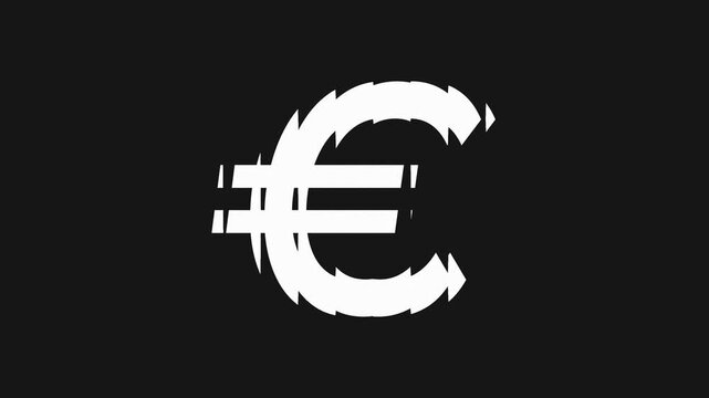 Euro currency symbol with glitch digital distortion effect. Financial icon with flickering interference. Money concept for digital economy and data transmission errors.
