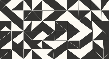 Fototapeta premium Geometric Abstract Pattern Black and White Triangles and Squares