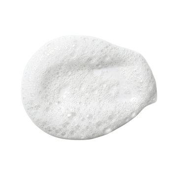 White soap foam smear top view isolated. Cleaning product lather mockup.