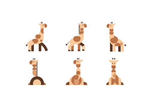 Geometric giraffe set: minimalist animal shapes for fun design projects