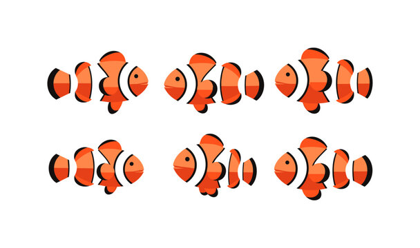 Colorful clownfish in 3d style on white background