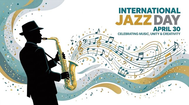 Jazz Musician Celebrating International Jazz Day With Saxophone