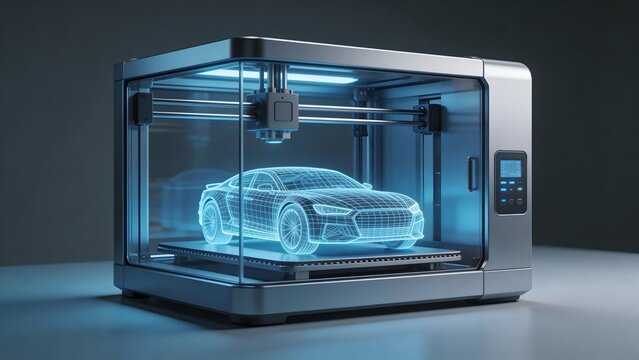 3D printer creating car model