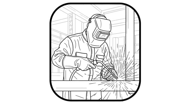 A welder working with protective gear.