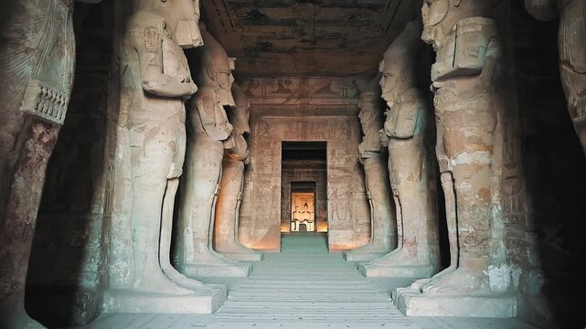 4k Footage of interior Hieroglyphs in Abu SImbel Egypt. four Interior Statues Of Abu Simbel Temple In Egypt.4k Footage of interior Hieroglyphs in Abu SImbel Egypt. four Interior Statues Of Abu Simbel 