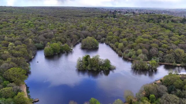 Connaught Water Epping Forest Aerial 4K