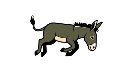 Fototapeta premium Cartoon donkey running on white background isolated vector illustration
