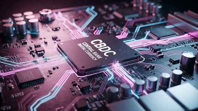CPU processor animation video with glowing microchip on motherboard, advanced computing technology, digital circuit system, data processing unit, high performance hardware concept