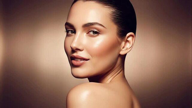 Elegant woman with shiny skin,hair