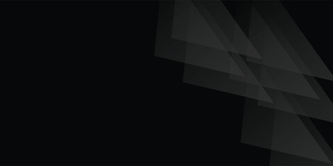 Obraz premium Modern black white abstract background. Minimal. Gradient. Dark grey banner with geometric shapes, lines, stripes, triangles. Design. Futuristic. Cut paper or metal effect. Origami, mosaic, geometry.