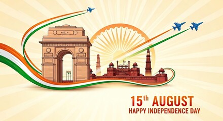 Naklejka premium India's independence day celebration a vibrant tribute to freedom and heritage