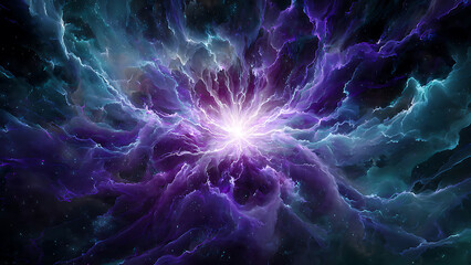 Fototapeta premium Vibrant nebula with bright central light and cosmic dust, 3D rendering, suitable for science fiction, abstract backgrounds and space exploration promotion.