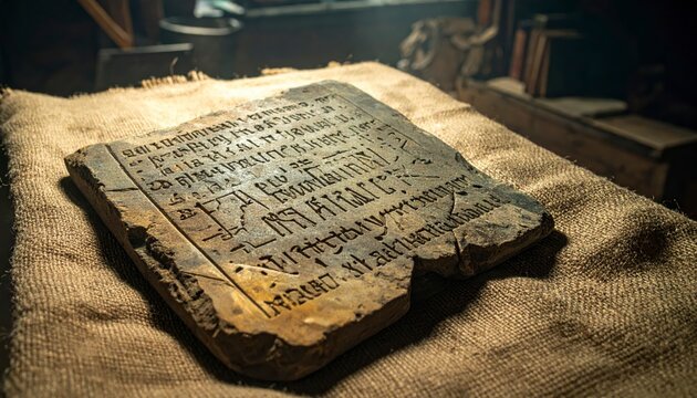 Fragmented ancient clay tablet inscribed with cuneiform script, a historical artifact showing signs of age and wear.